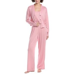 Splendid 3 Piece Pajamas Sleep Set Pink Nectar Large Long Sleeve Pants New